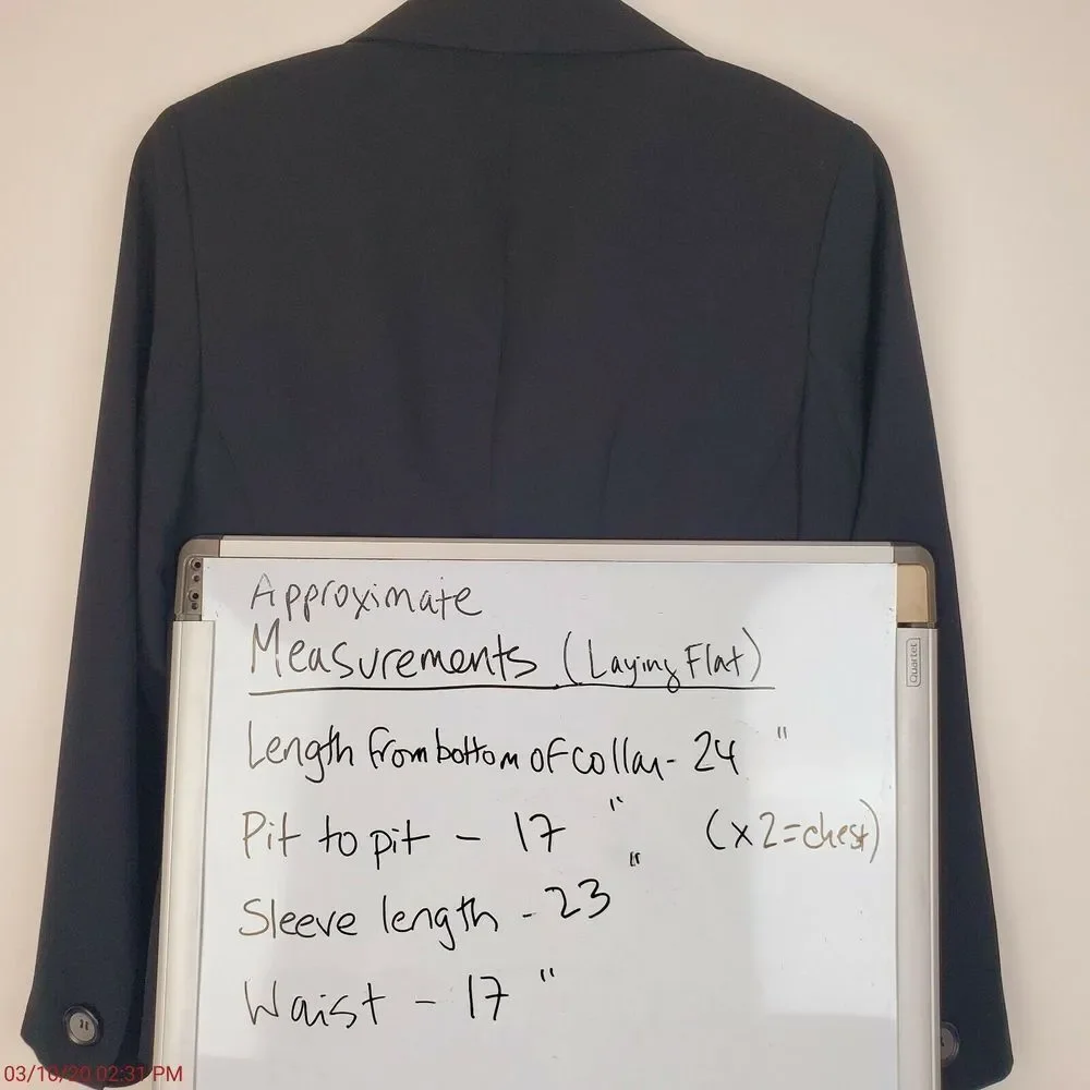 Kate Hill Women's Black Lined One Button Career Blazer‎ Size 6P